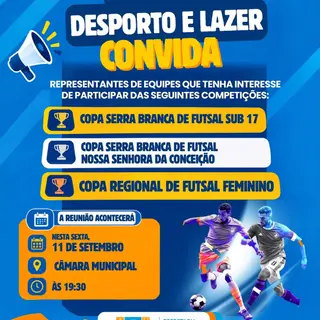 A Secretaria de Desporto e Lazer convida os interessados em participar das próximas com...