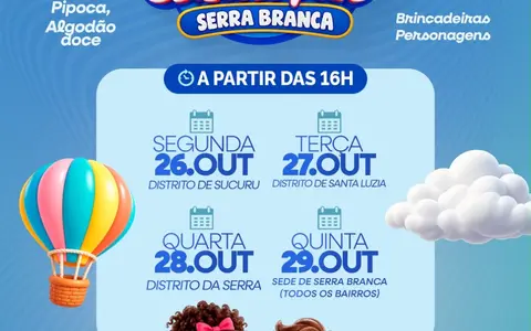 Semana das Crianças terá programação especial em Serra Branca