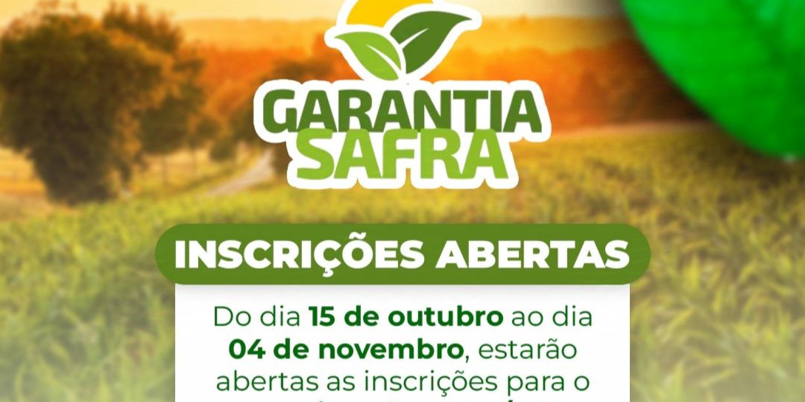 Secretaria de Agricultura divulga calendário de inscrições do Garantia-Safra 24/25 em Serra Branca