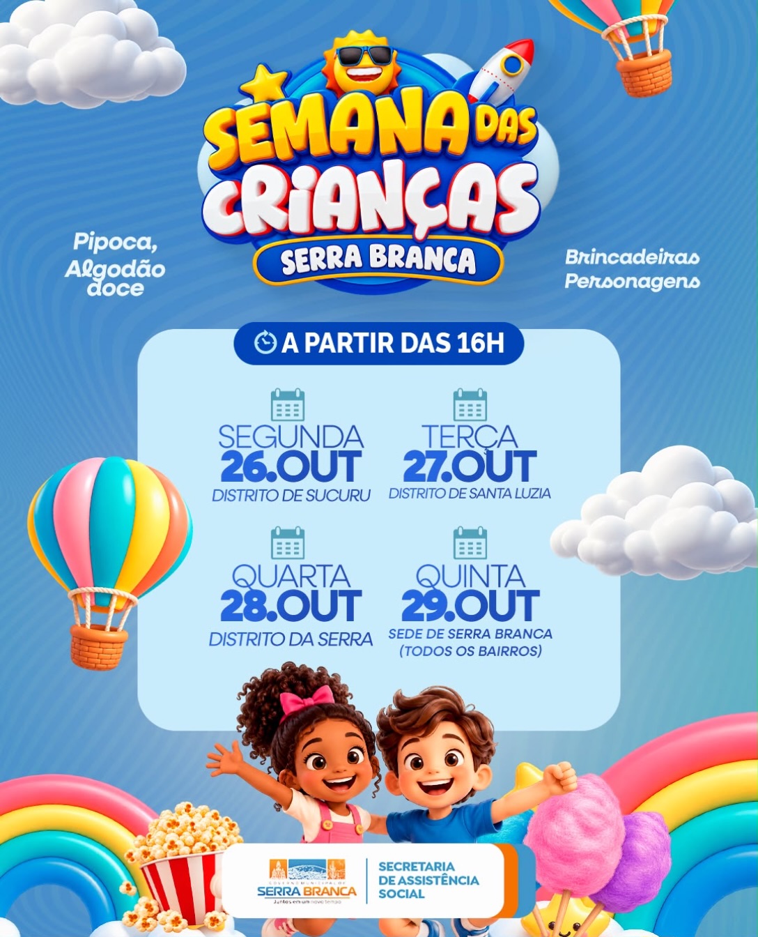 Semana das Crianças terá programação especial em Serra Branca
