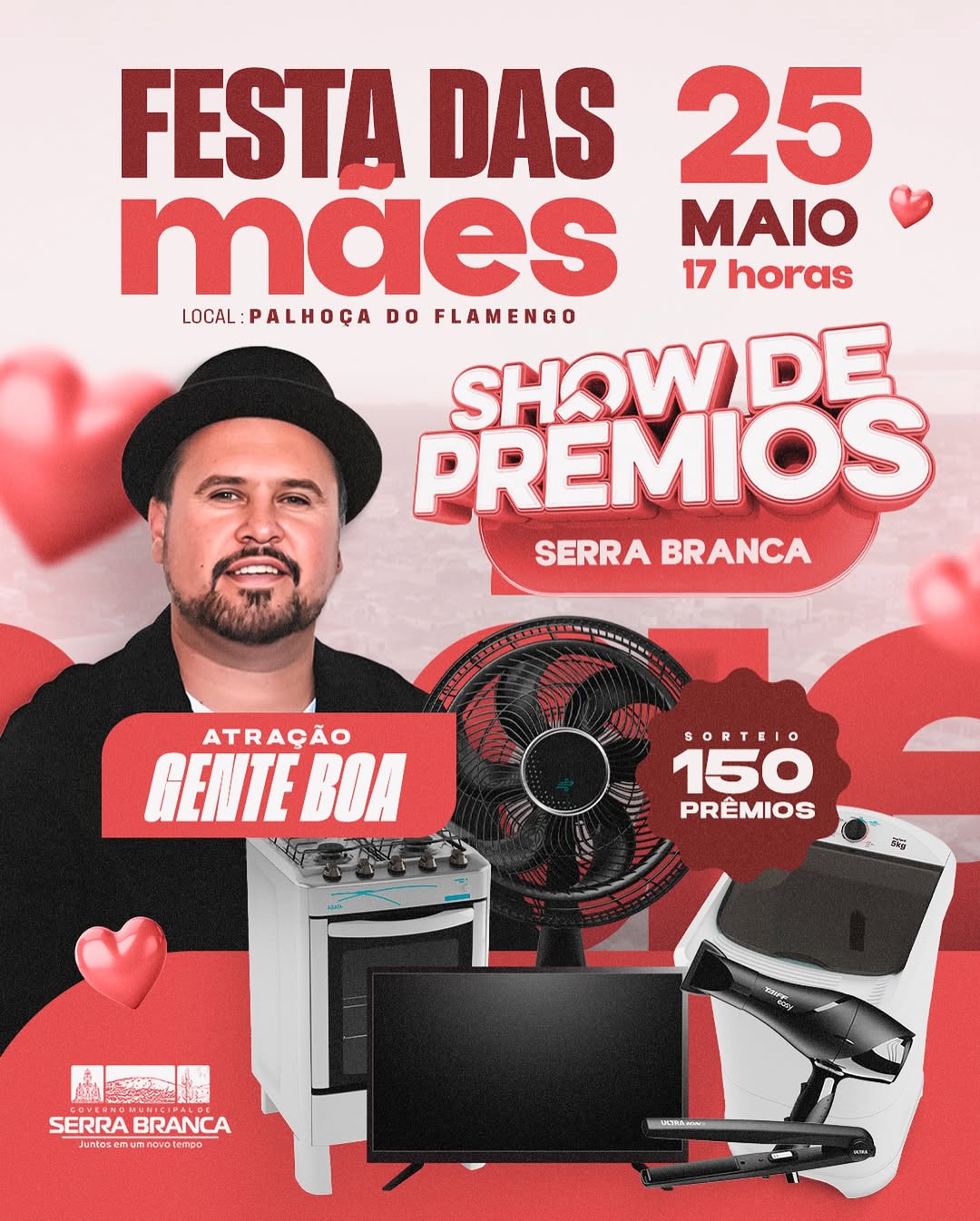 Prefeitura de Serra Branca promove show de prêmios em homenagem ao Dia das Mães